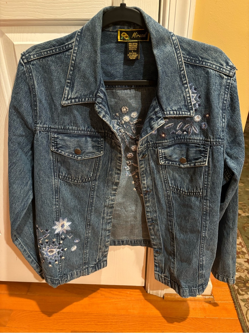 Mirasol Blue Denim Embroidered Jacket, Size Large